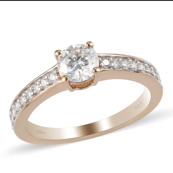 0.60ctw Moissanite Engagement Ring – 18K Gold Vermeil over 925 Silver Sz 8 - Picture 3 of 8